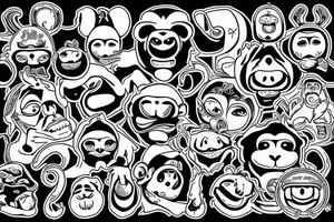 monkey emoji covering his eyes, tattoo idea