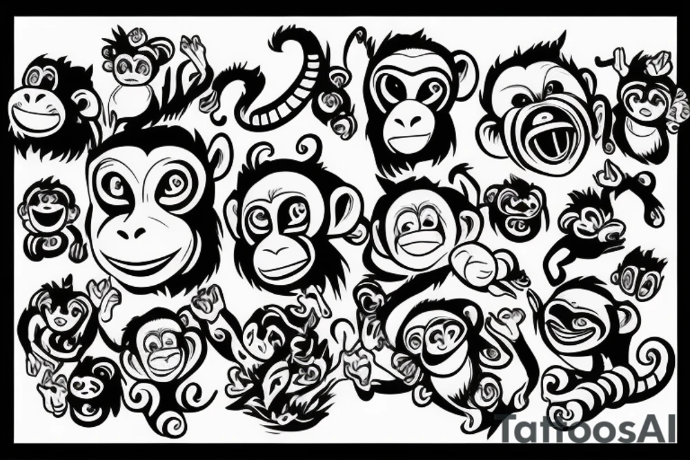 monkey emoji covering his eyes, tattoo idea