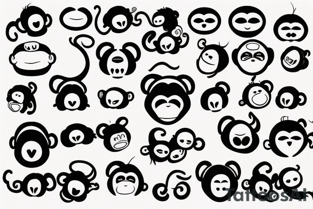 monkey emoji covering his eyes, tattoo idea