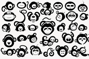monkey emoji covering his eyes, tattoo idea