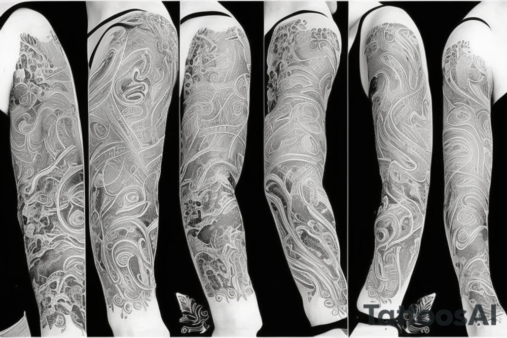 art fusion tattoo, white background, no skin tattoo idea