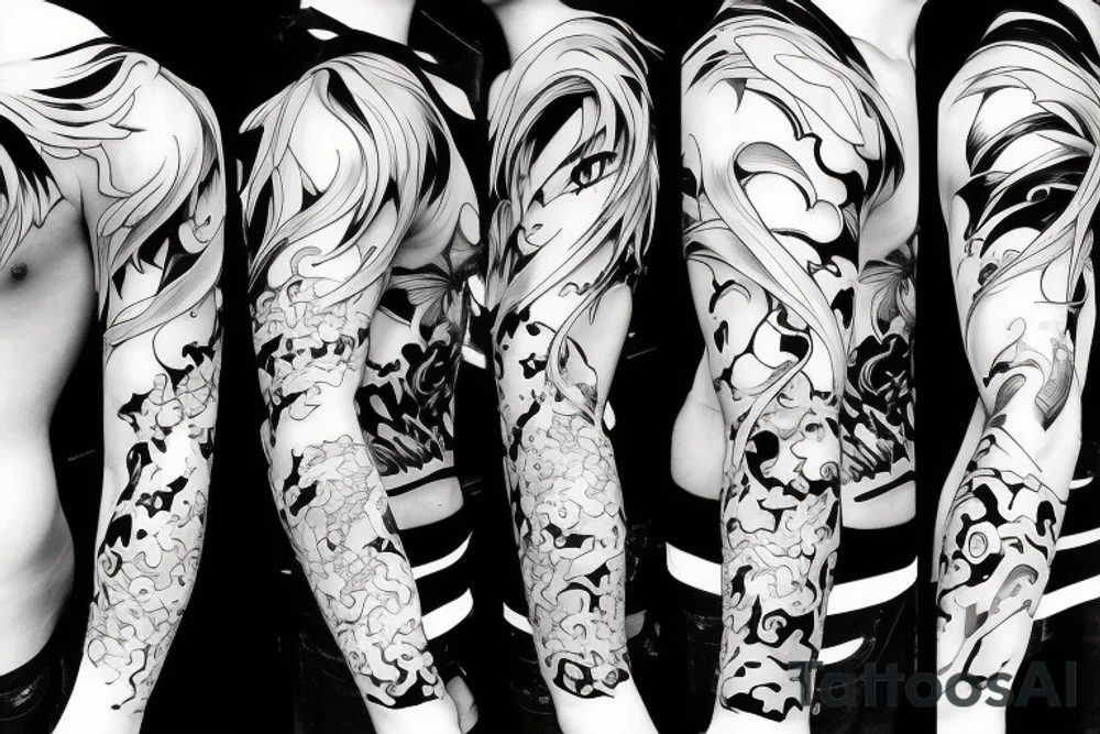 anime character with fire effects tattoo idea