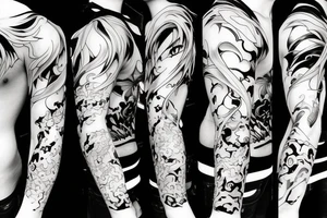 anime character with fire effects tattoo idea
