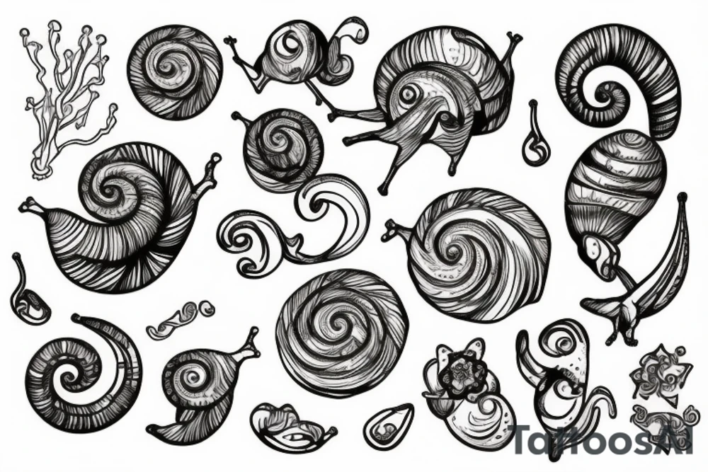 Snail and crystals tattoo idea