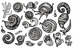 Snail and crystals tattoo idea