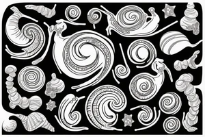 Snail and crystals tattoo idea