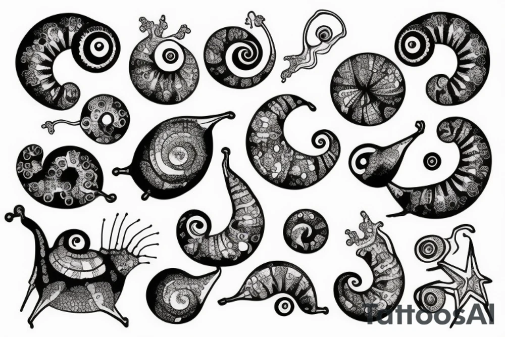 Snail and crystals tattoo idea