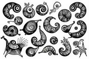 Snail and crystals tattoo idea
