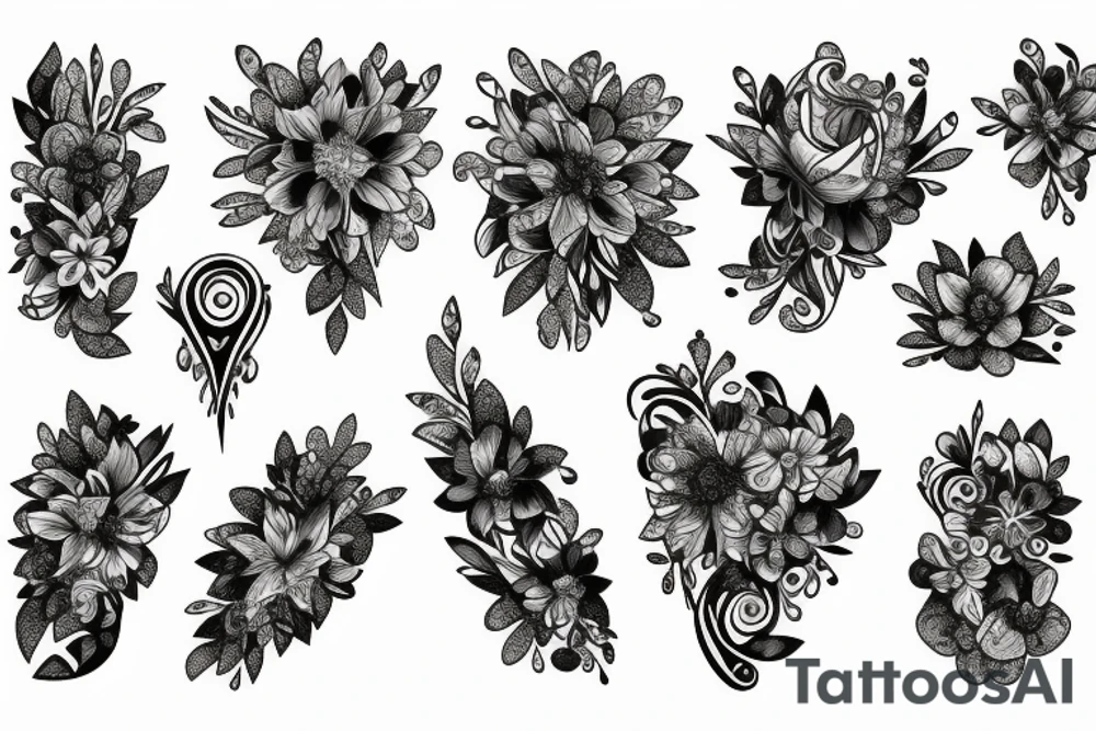 crystals floral tattoo idea