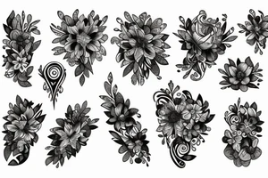 crystals floral tattoo idea