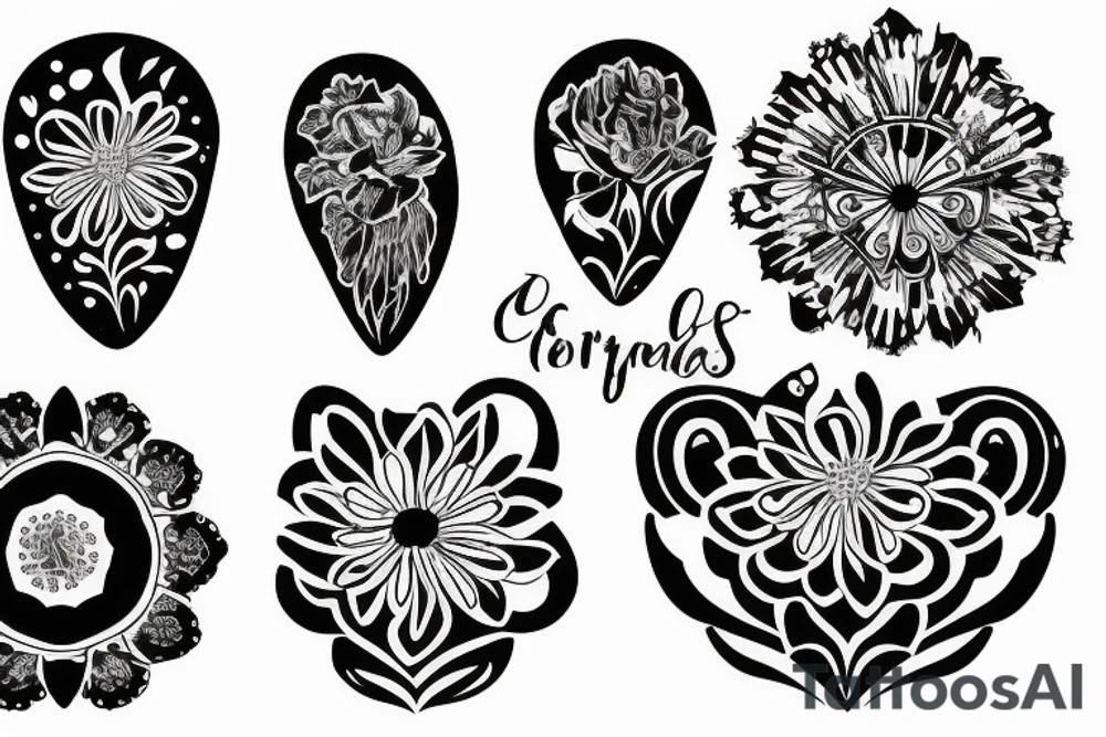 crystals floral tattoo idea