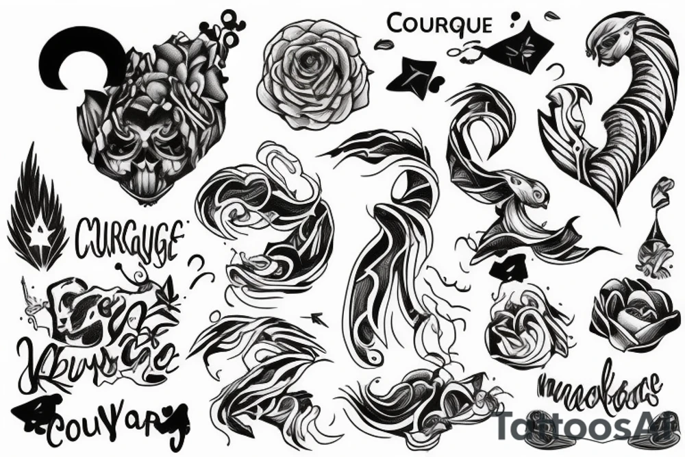 Images for courage with minimal ink tattoo idea