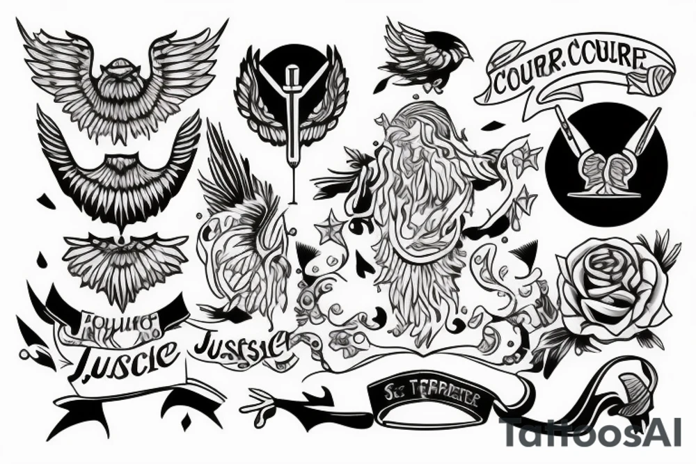 Wisdom, courage, justice, temperance tattoo idea