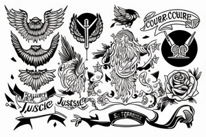 Wisdom, courage, justice, temperance tattoo idea
