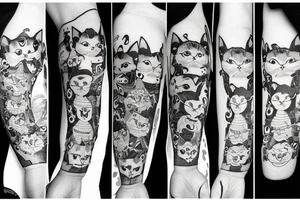 Black cat with a funny hat and sweater tattoo idea