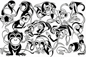 contour monkey tattoo idea