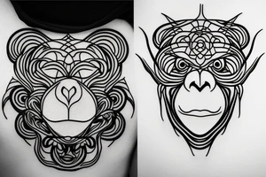 contour monkey tattoo idea