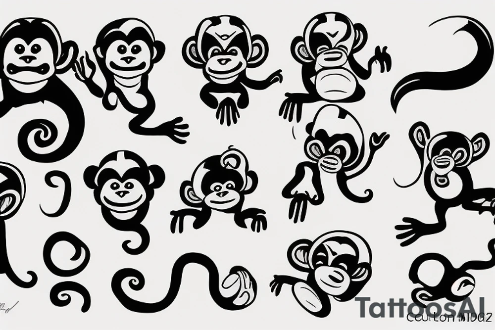 contour monkey tattoo idea