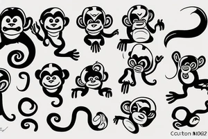 contour monkey tattoo idea