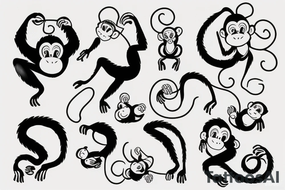 contour monkey tattoo idea