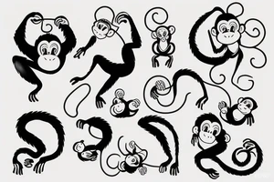 contour monkey tattoo idea