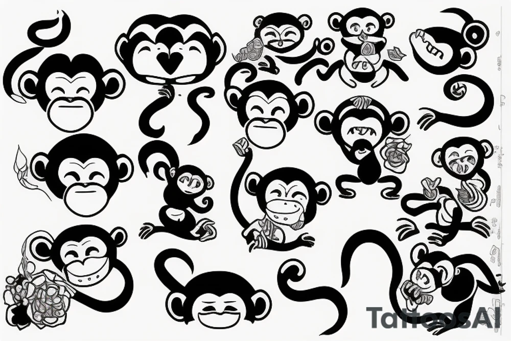 contour monkey tattoo idea