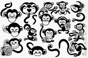 contour monkey tattoo idea