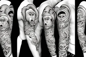 contour monkey tattoo idea