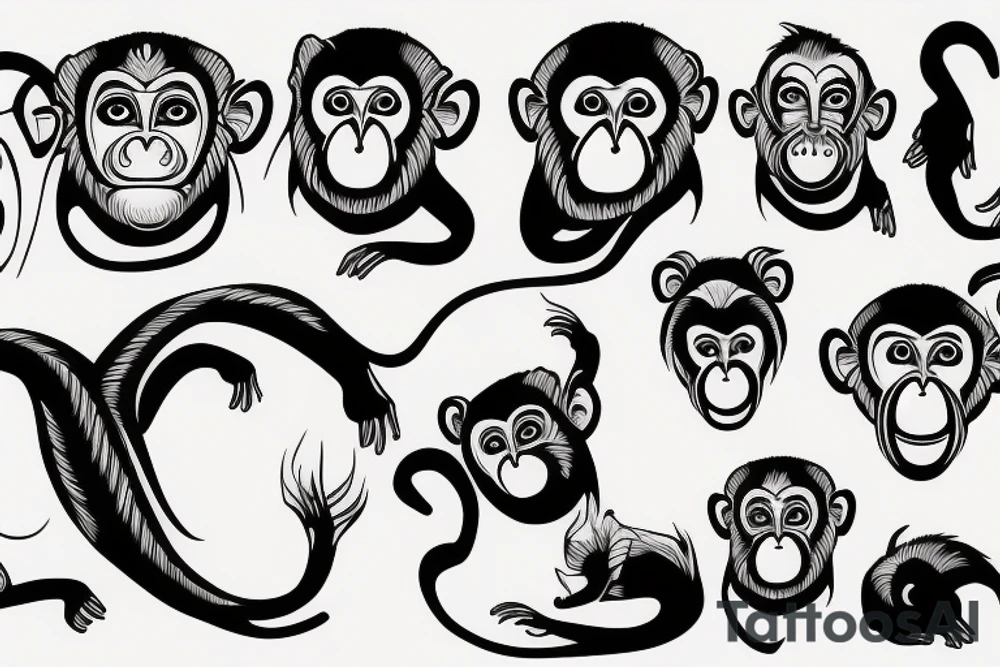 contour monkey tattoo idea