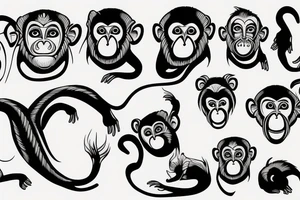 contour monkey tattoo idea