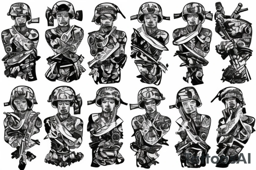 Sleeve Tattoo for Ukrainian soldier tattoo idea