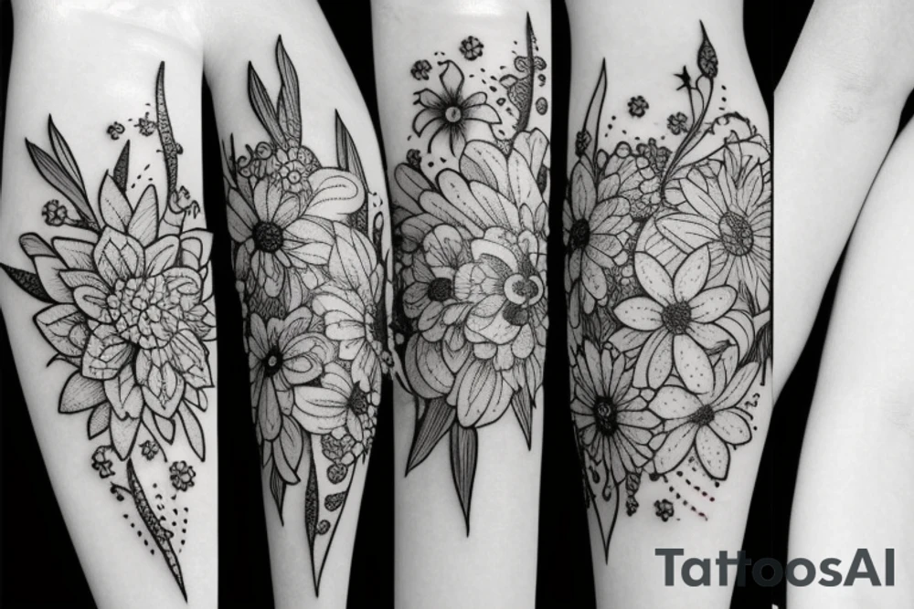 flowers and butterflies tattoo idea