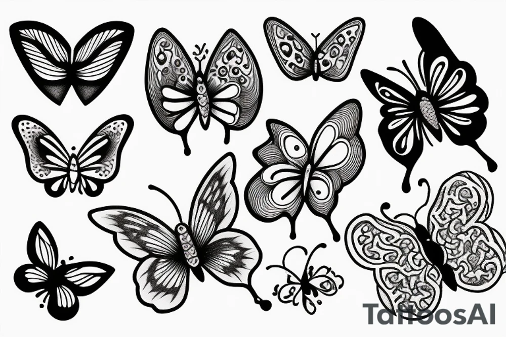 flowers and butterflies tattoo idea