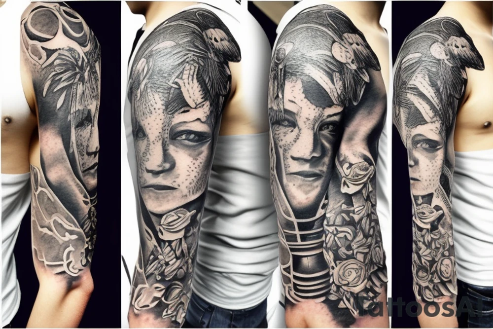 Sleeve Tattoo for Ukrainian soldier tattoo idea