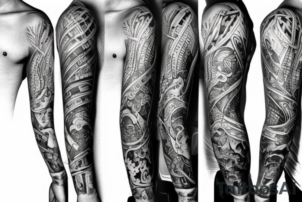 Sleeve Tattoo for Ukrainian soldier tattoo idea
