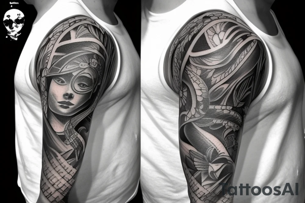 Sleeve Tattoo for Ukrainian soldier tattoo idea