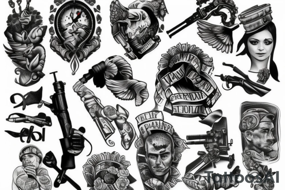 Sleeve Tattoo for Ukrainian soldier tattoo idea