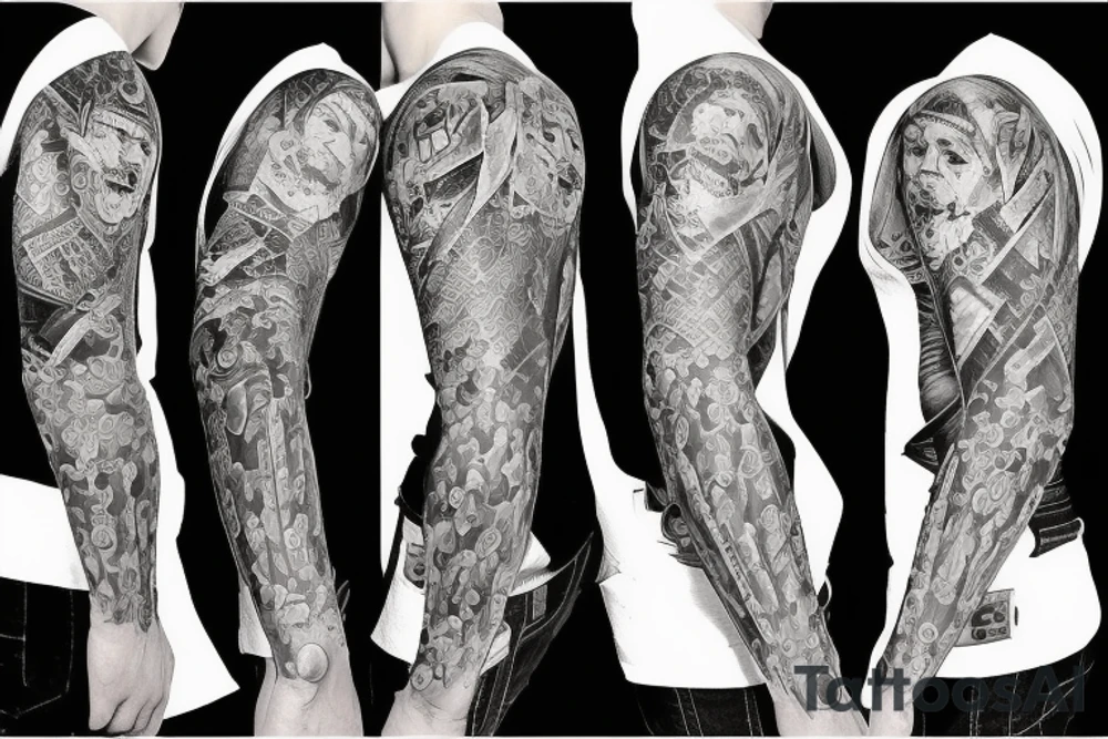 Sleeve Tattoo for Ukrainian soldier tattoo idea