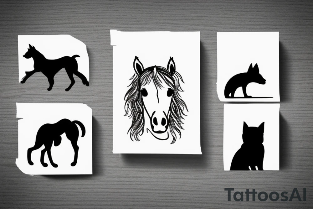 Horse, dog and cat tattoo idea