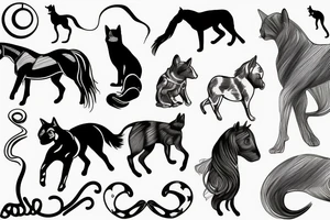 Horse, dog and cat tattoo idea