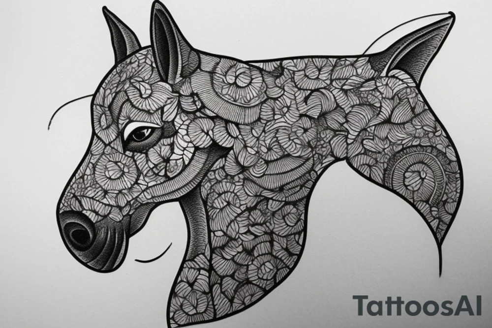 Horse dog cat draw with only one line tattoo idea