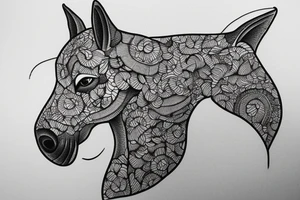 Horse dog cat draw with only one line tattoo idea