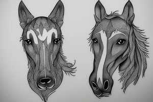Horse dog cat draw with only one line tattoo idea