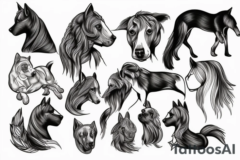 Horse dog cat tattoo idea