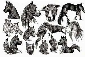 Horse dog cat tattoo idea