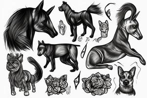Horse dog cat tattoo idea
