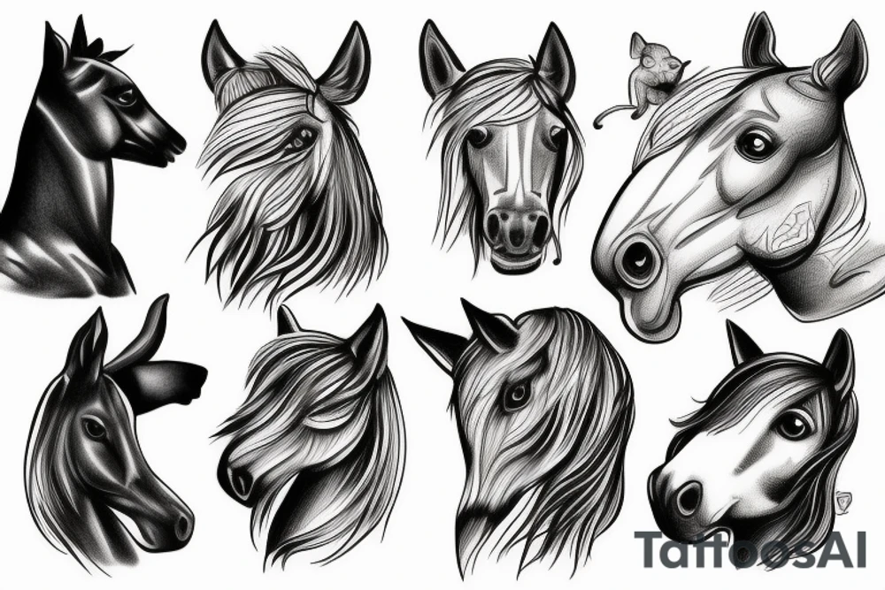 Horse, dog and cat in the same tattoo tattoo idea