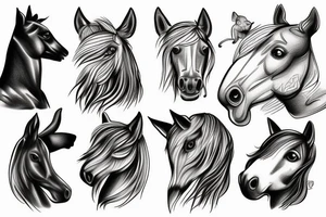 Horse, dog and cat in the same tattoo tattoo idea