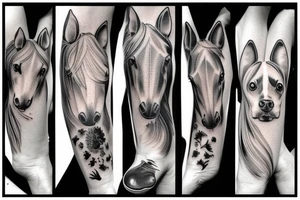 Horse, dog and cat in the same tattoo tattoo idea