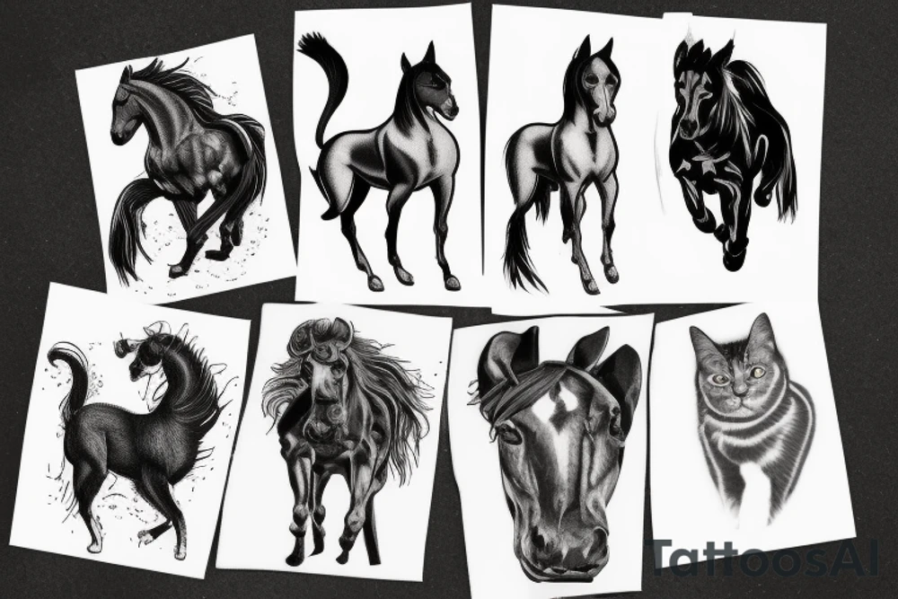 Horse, dog and cat in the same tattoo tattoo idea